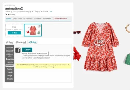 Inställningar för presentation av 360-graders produktvy
