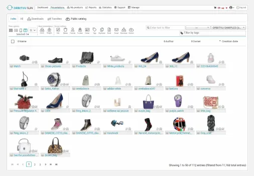 Exempel på gränssnitt för produktkatalog