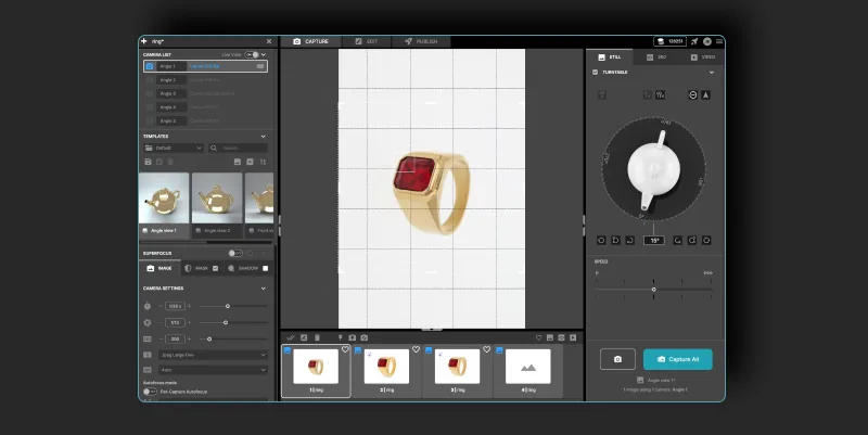 Fotografera din produkt och öppna en Still Asset i fliken Edit
