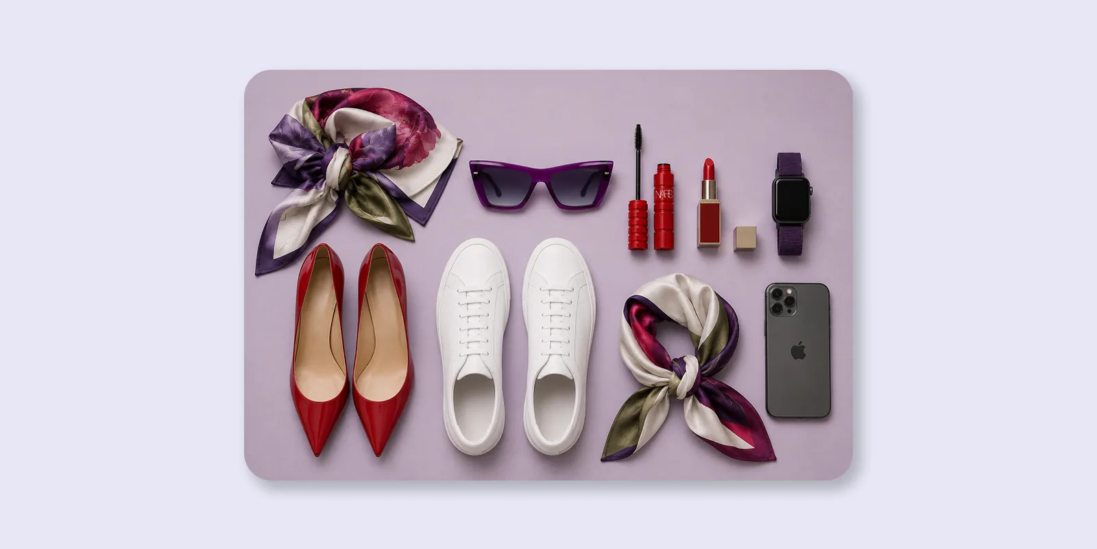 Exempel på knolling i flat lay