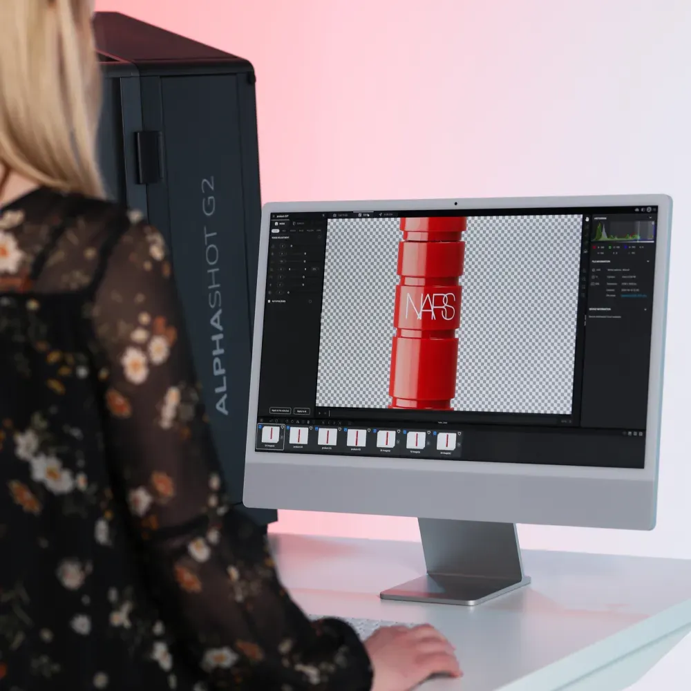 Uppställning för produktfotografering av kosmetika med flera produkter